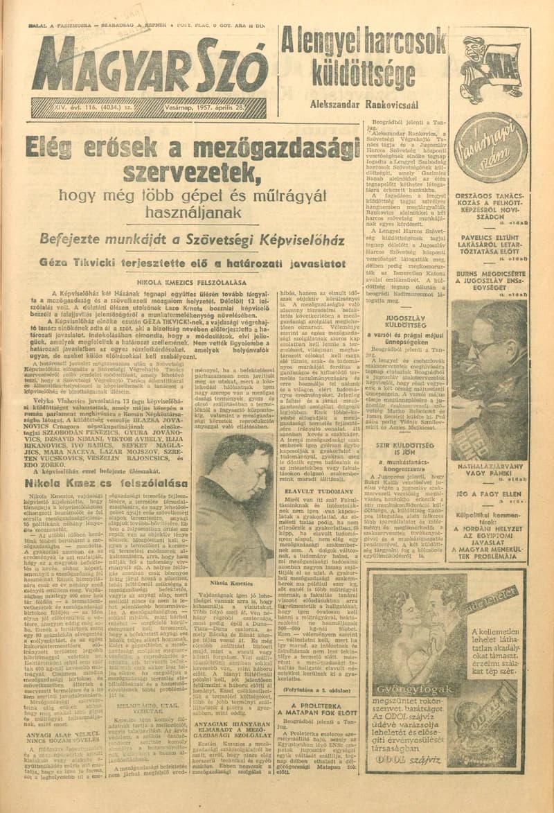 Magyar Szó, 14. évf. 1957. április 28. 116. sz. 1–12. oldal