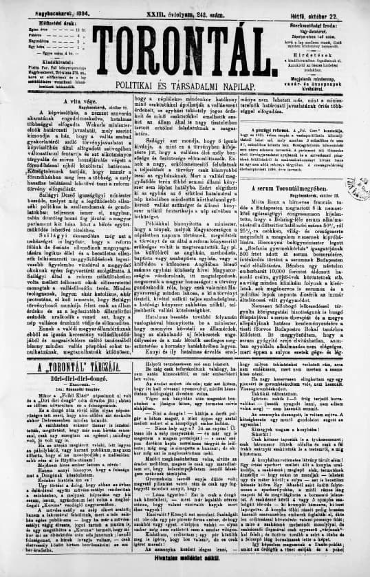 Torontál, 23. évf. 1894. október 22. 242. sz.