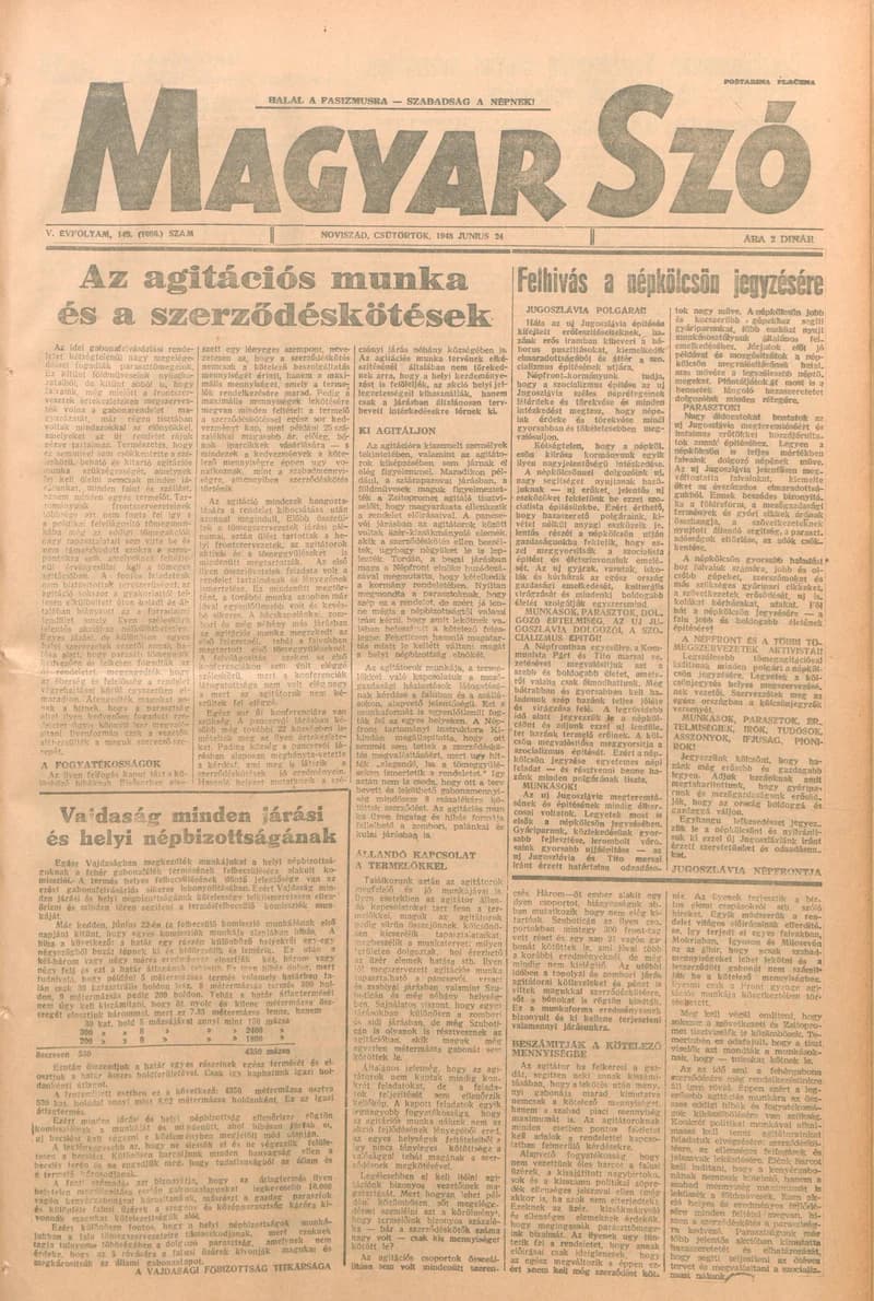 Magyar Szó, 5. évf. 1948. június 24. 149. sz. 1–4. oldal