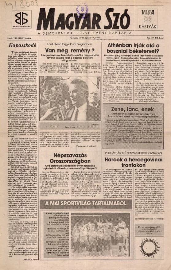 Magyar Szó, 50. évf. 1993. április 26. 112. sz. 1–16. oldal