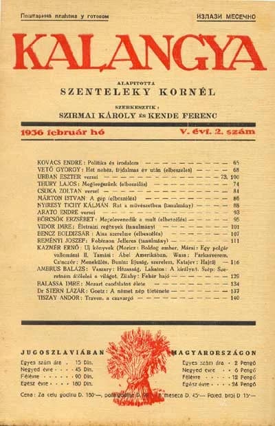 Kalangya, 5. évf. 1936. február. 2. sz. 65–143. oldal
