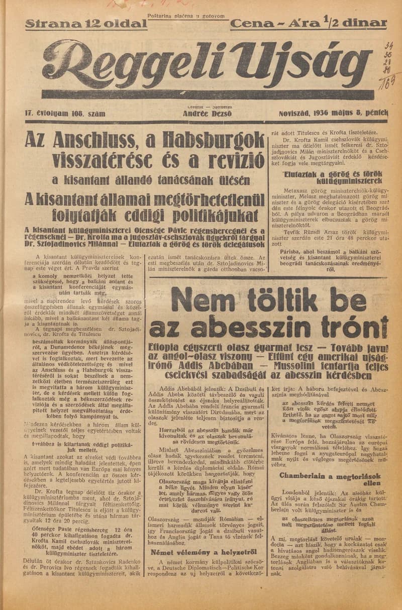 Reggeli Újság, 17. évf. 1936. május 8. 108. sz.