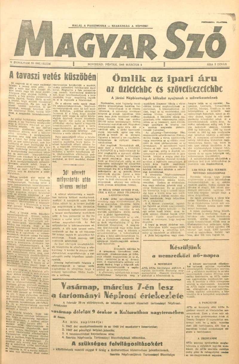 Magyar Szó, 5. évf. 1948. március 5. 55. sz. 1–6. oldal
