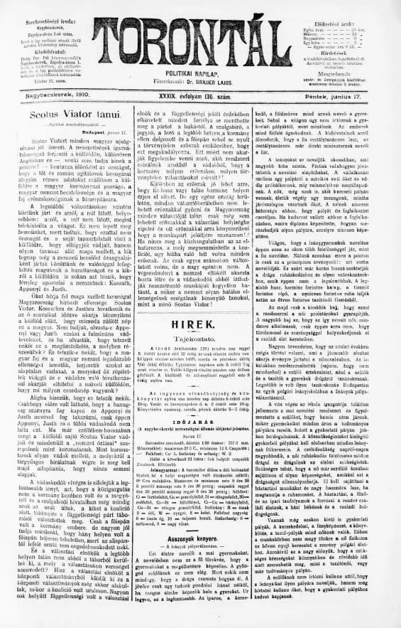 Torontál, 39. évf. 1910. június 17. 136. sz.