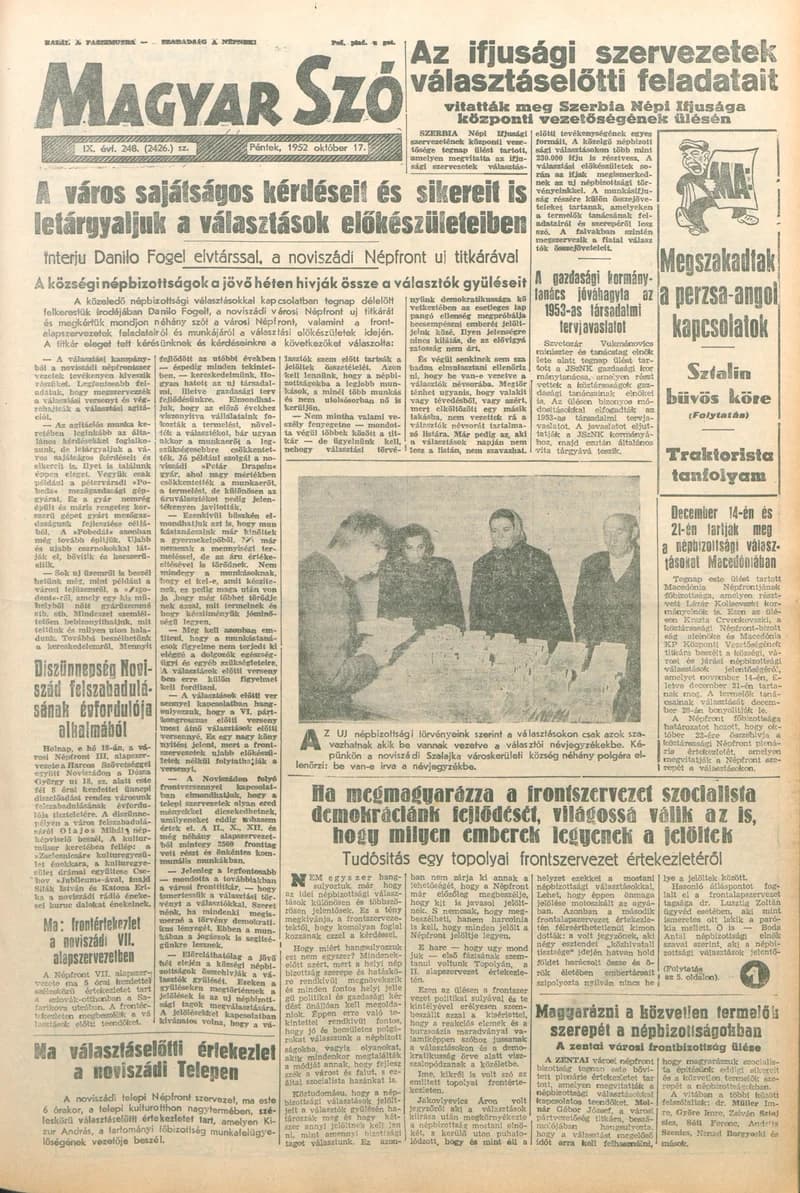 Magyar Szó, 9. évf. 1952. október 17. 248. sz. 1–6. oldal