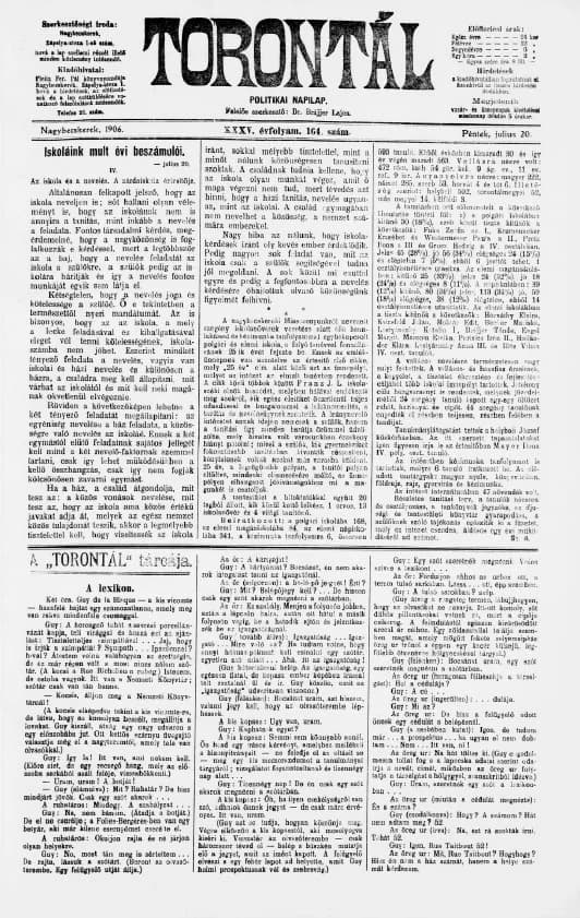 Torontál, 35. évf. 1906. július 20. 164. sz.