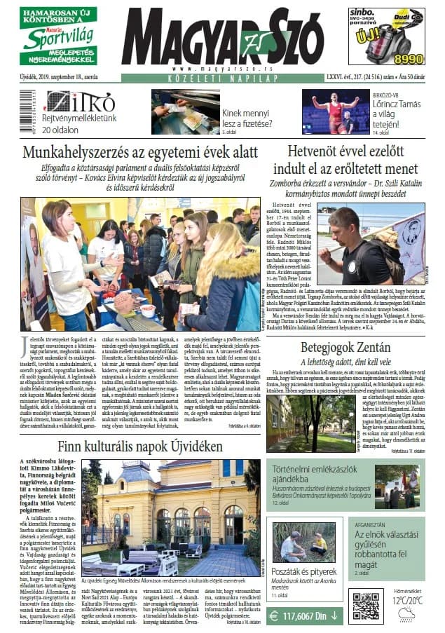Magyar Szó, 76. évf. 2019. szeptember 18. 217. sz. 1–16. oldal