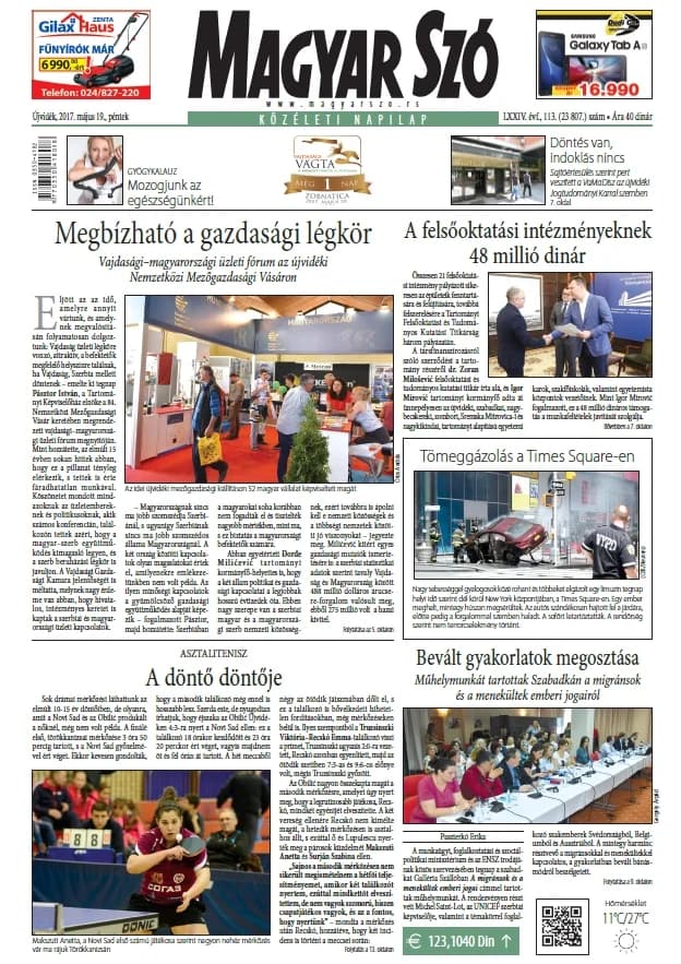 Magyar Szó, 74. évf. 2017. május 19. 113. sz. 1–16. oldal