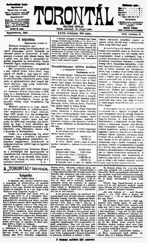 Torontál, 27. évf. 1898. november 15. 260. sz.