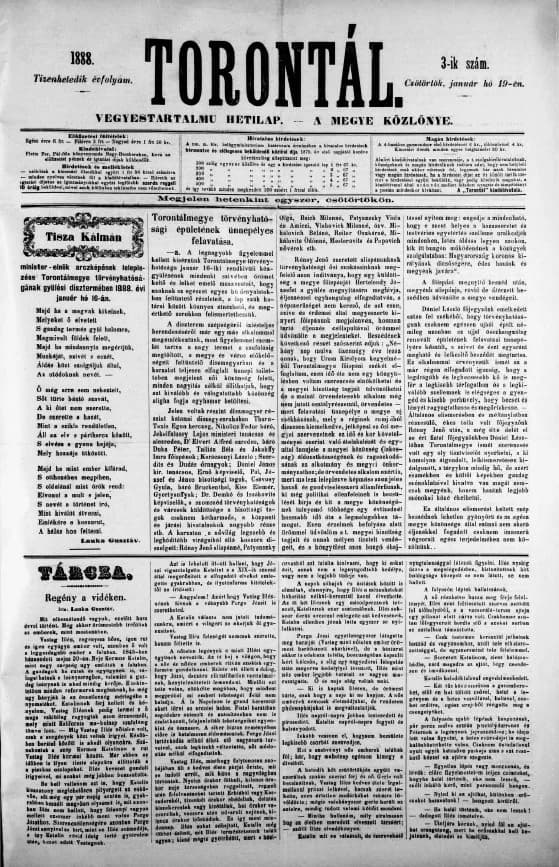 Torontál, 17. évf. 1888. január 19. 3. sz.