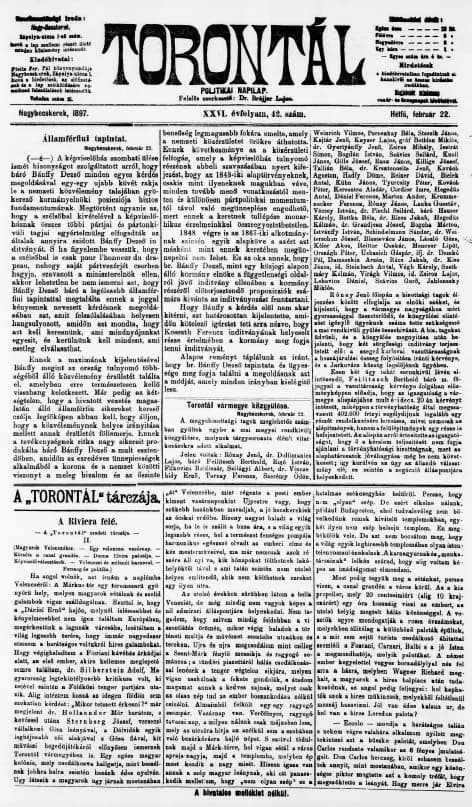 Torontál, 26. évf. 1897. február 22. 42. sz.