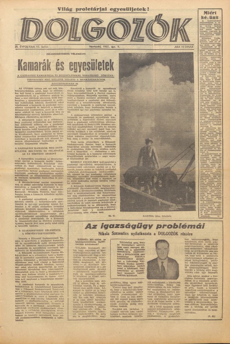 Dolgozók, 11. évf. 1957. április 9. 15. sz.