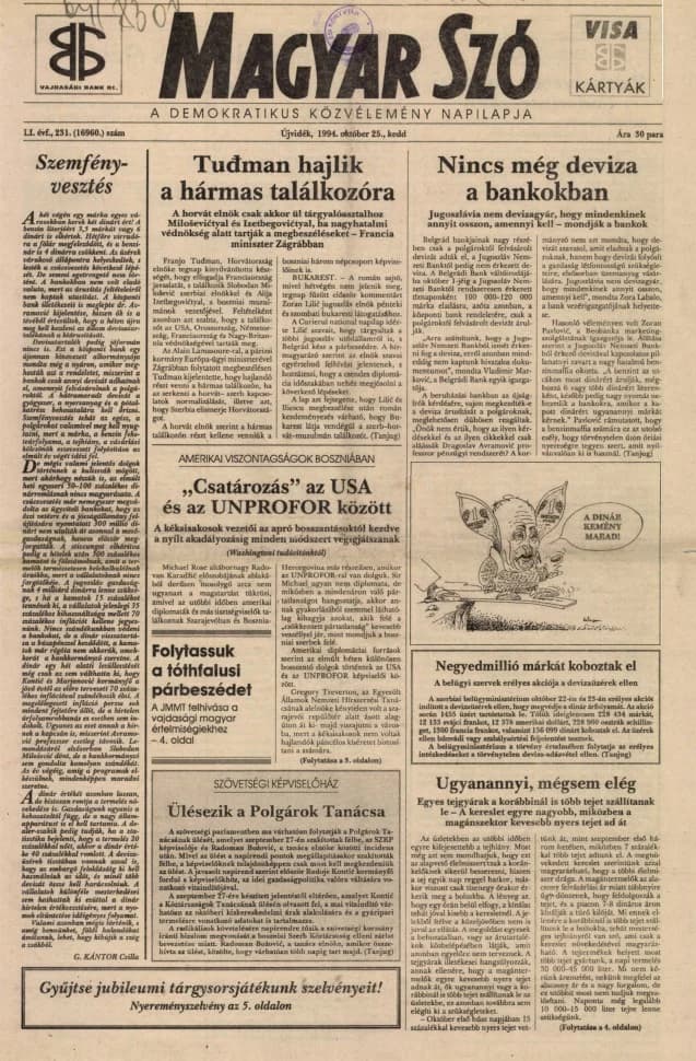 Magyar Szó, 51. évf. 1994. október 25. 231. sz. 1–16. oldal