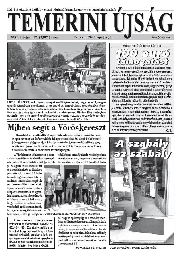 Temerini Újság, 26. évf. 2020. április 30. 17. sz.