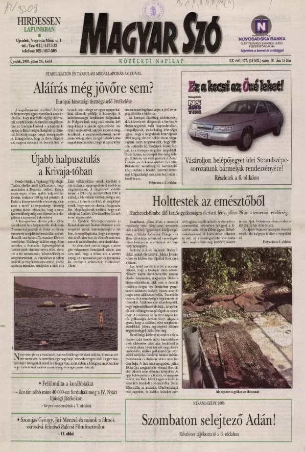 Magyar Szó, 60. évf. 2003. július 29. 177. sz. 1–16. oldal