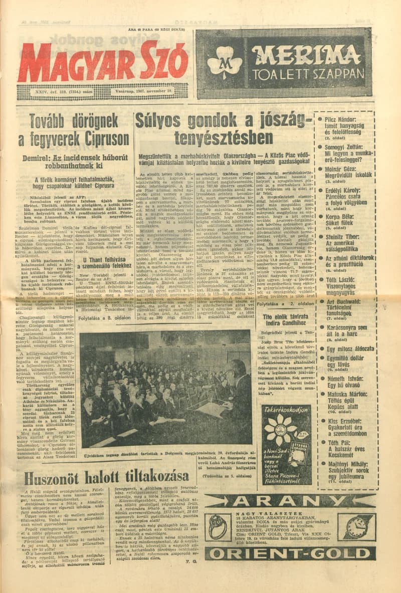 Magyar Szó, 24. évf. 1967. november 19. 319. sz. 1–24. oldal