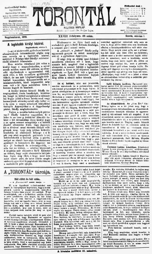 Torontál, 28. évf. 1899. március 1. 49. sz.