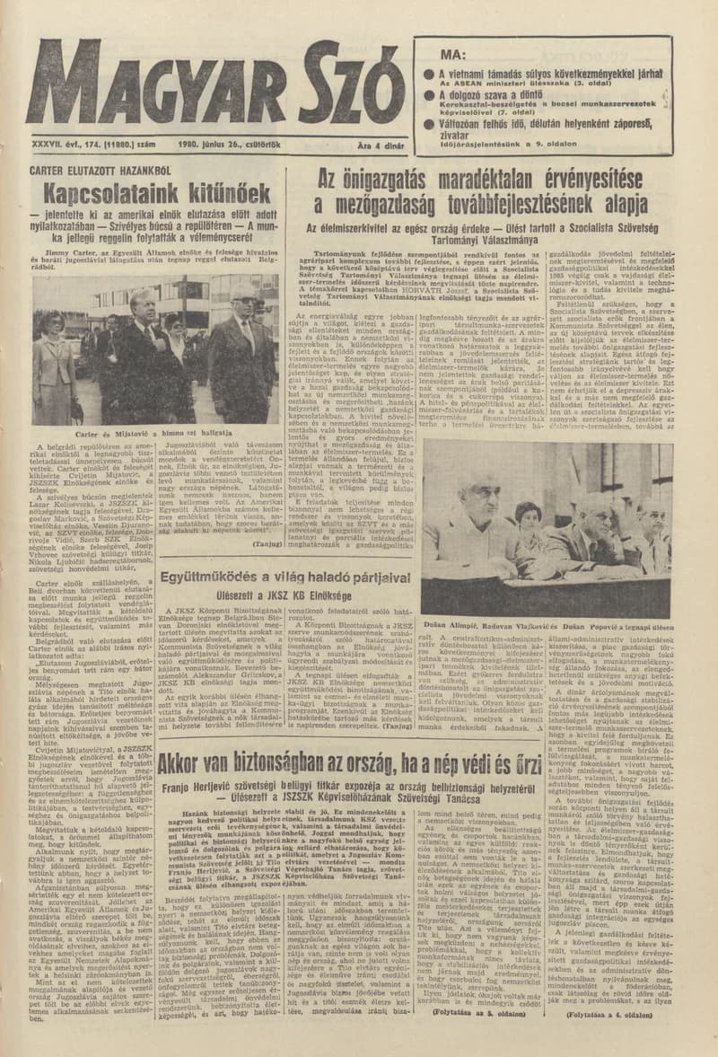 Magyar Szó, 37. évf. 1980. június 26. 174. sz. 1–24. oldal
