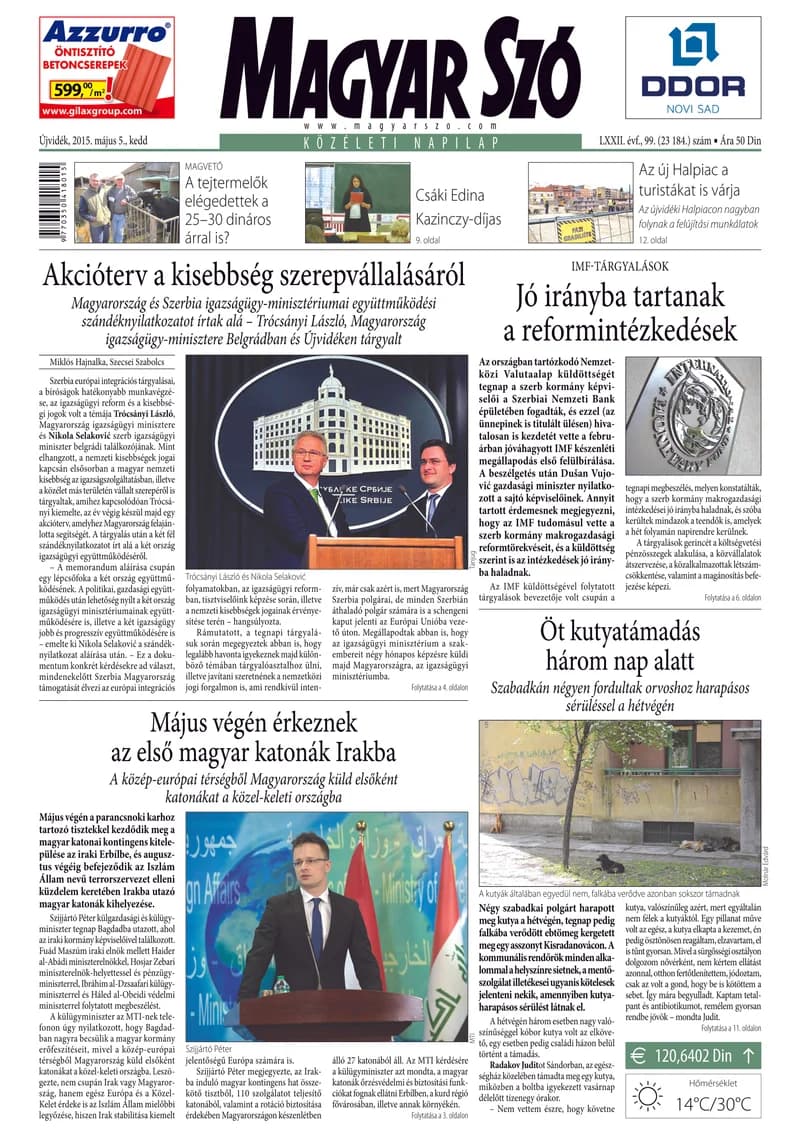 Magyar Szó, 72. évf. 2015. május 5. 99. sz. 1–20. oldal