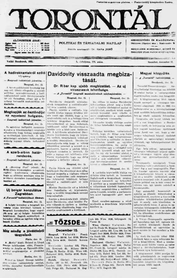 Torontál, 50. évf. 1921. december 17. 278. sz.