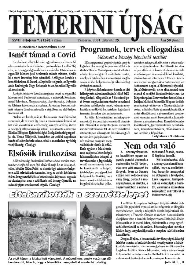 Temerini Újság, 27. évf. 2021. február 25. 7. sz.