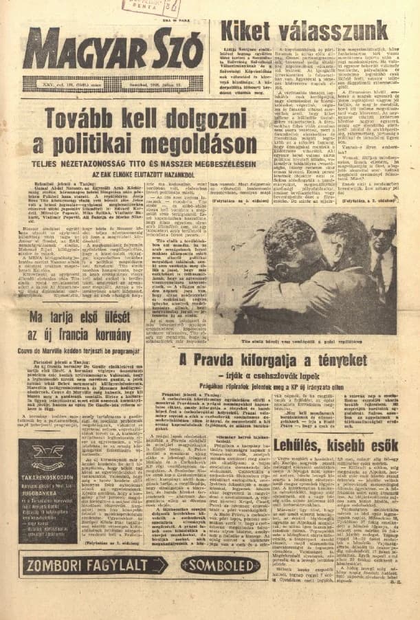 Magyar Szó, 25. évf. 1968. július 13. 191. sz. 1–14. oldal