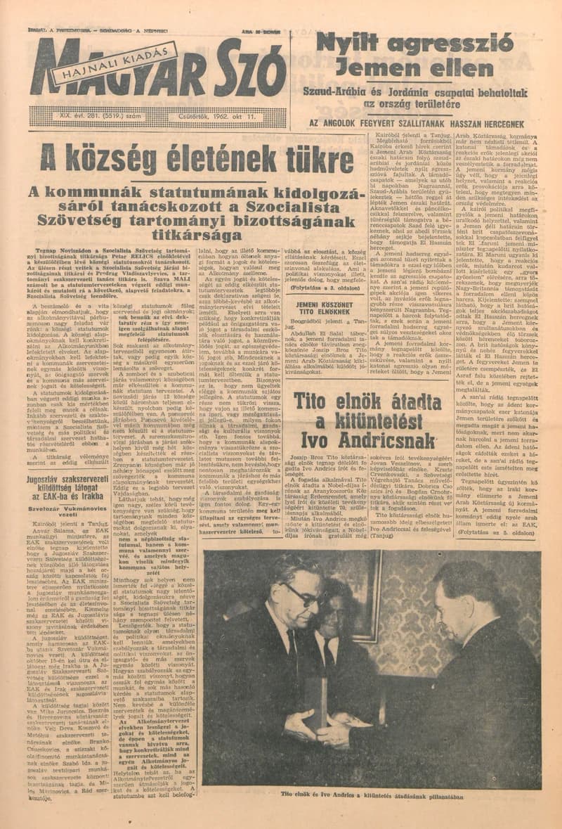 Magyar Szó, 19. évf. 1962. október 11. 281. sz. 1–14. oldal