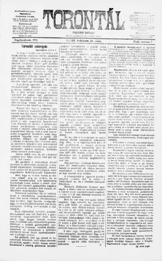 Torontál, 34. évf. 1905. március 7. 54. sz.