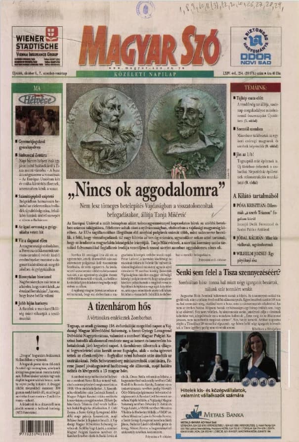 Magyar Szó, 64. évf. 2007. október 6. – 7. 234. sz. 1–36. oldal
