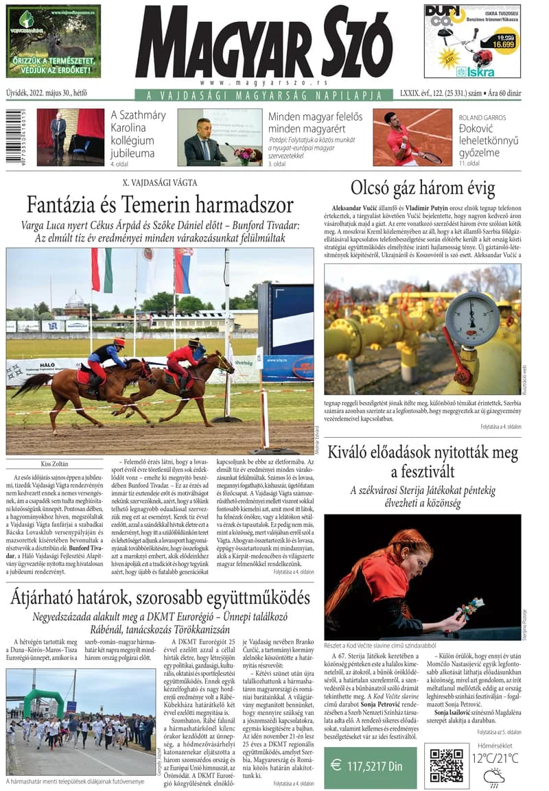 Magyar Szó, 79. évf. 2022. május 30. 122. sz. 1–16. oldal