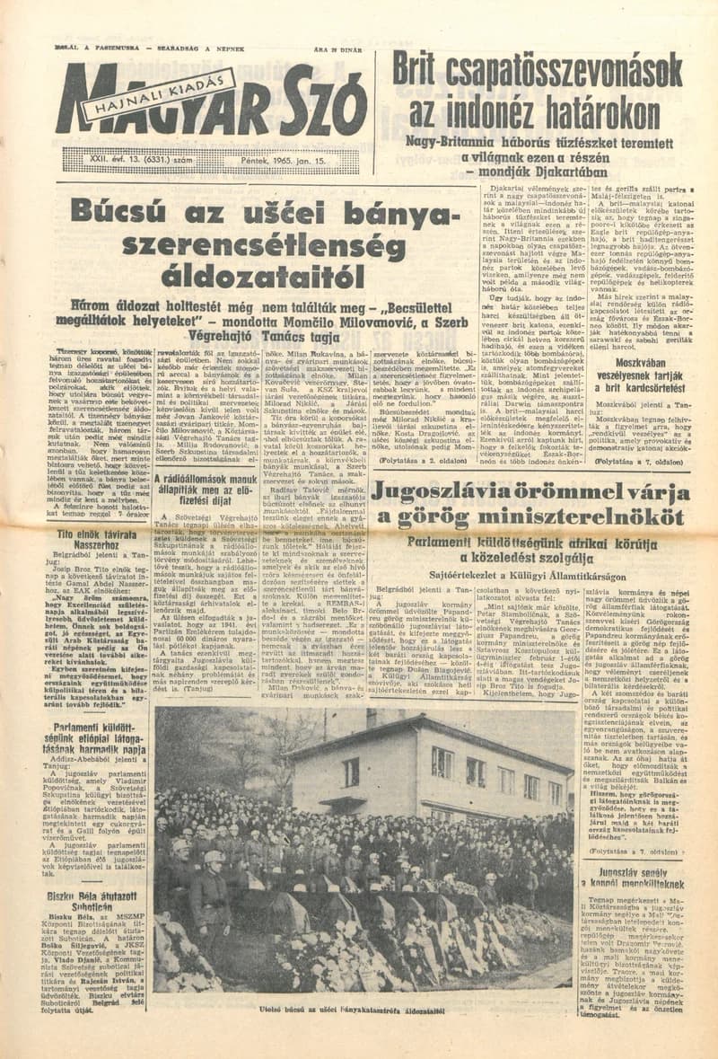 Magyar Szó, 22. évf. 1965. január 15. 13. sz. 1–16. oldal