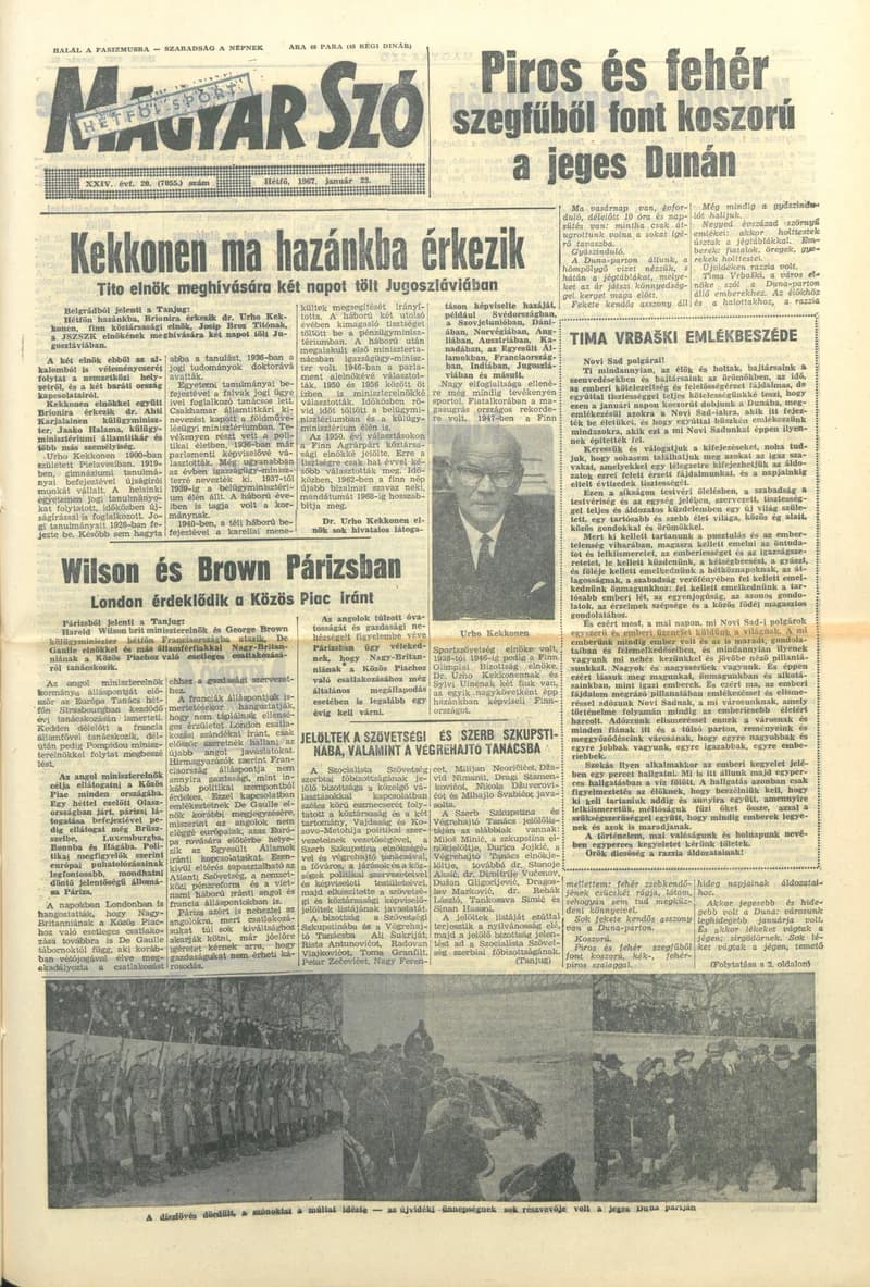Magyar Szó, 24. évf. 1967. január 23. 20. sz. 1–14. oldal