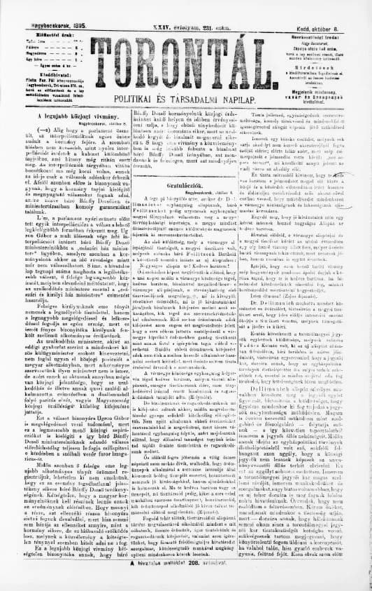 Torontál, 24. évf. 1895. október 8. 231. sz.