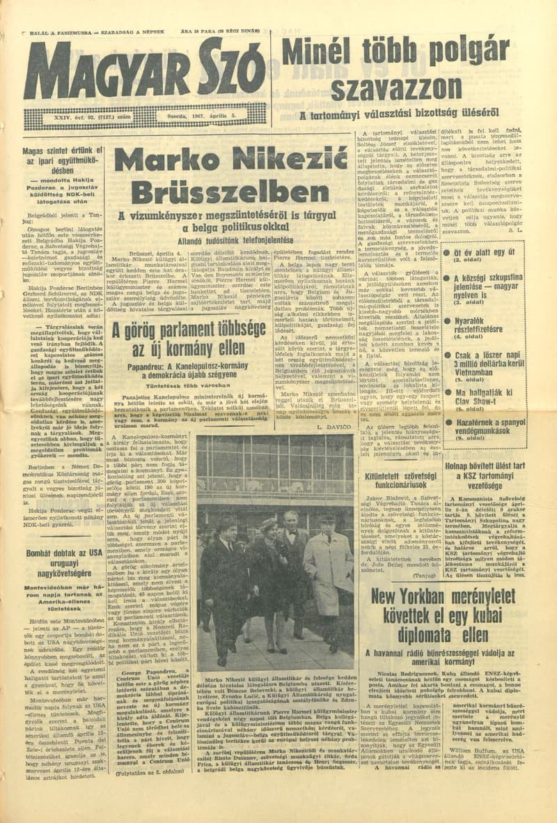 Magyar Szó, 24. évf. 1967. április 5. 92. sz. 1–16. oldal