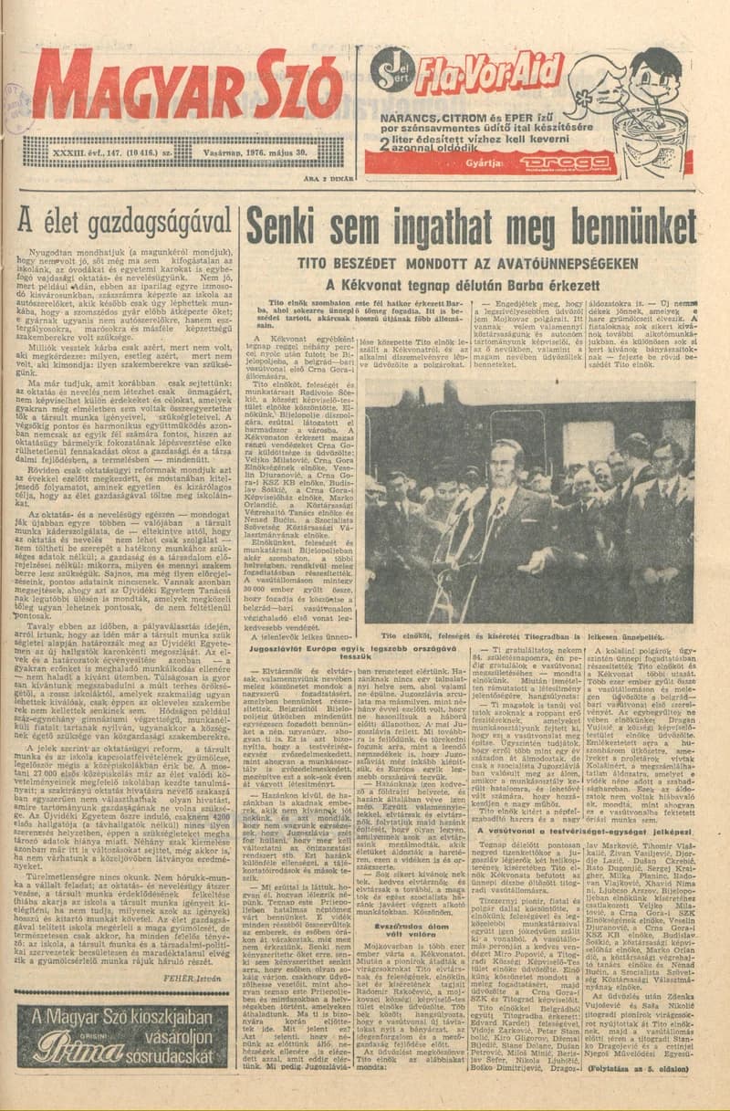 Magyar Szó, 33. évf. 1976. május 30. 147. sz. 1–28. oldal