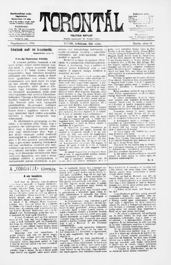 Torontál, 34. évf. 1905. július 12. 156. sz.