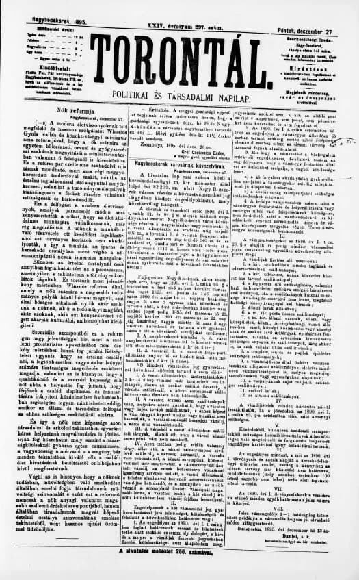 Torontál, 24. évf. 1895. december 27. 297. sz.