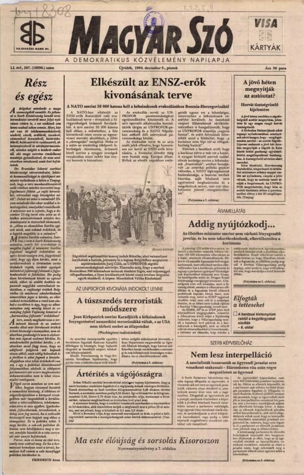 Magyar Szó, 51. évf. 1994. december 9. 267. sz. 1–16. oldal