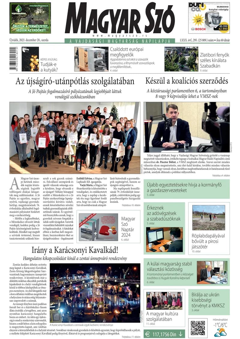 Magyar Szó, 80. évf. 2023. december 20. 295. sz. 1–16. oldal