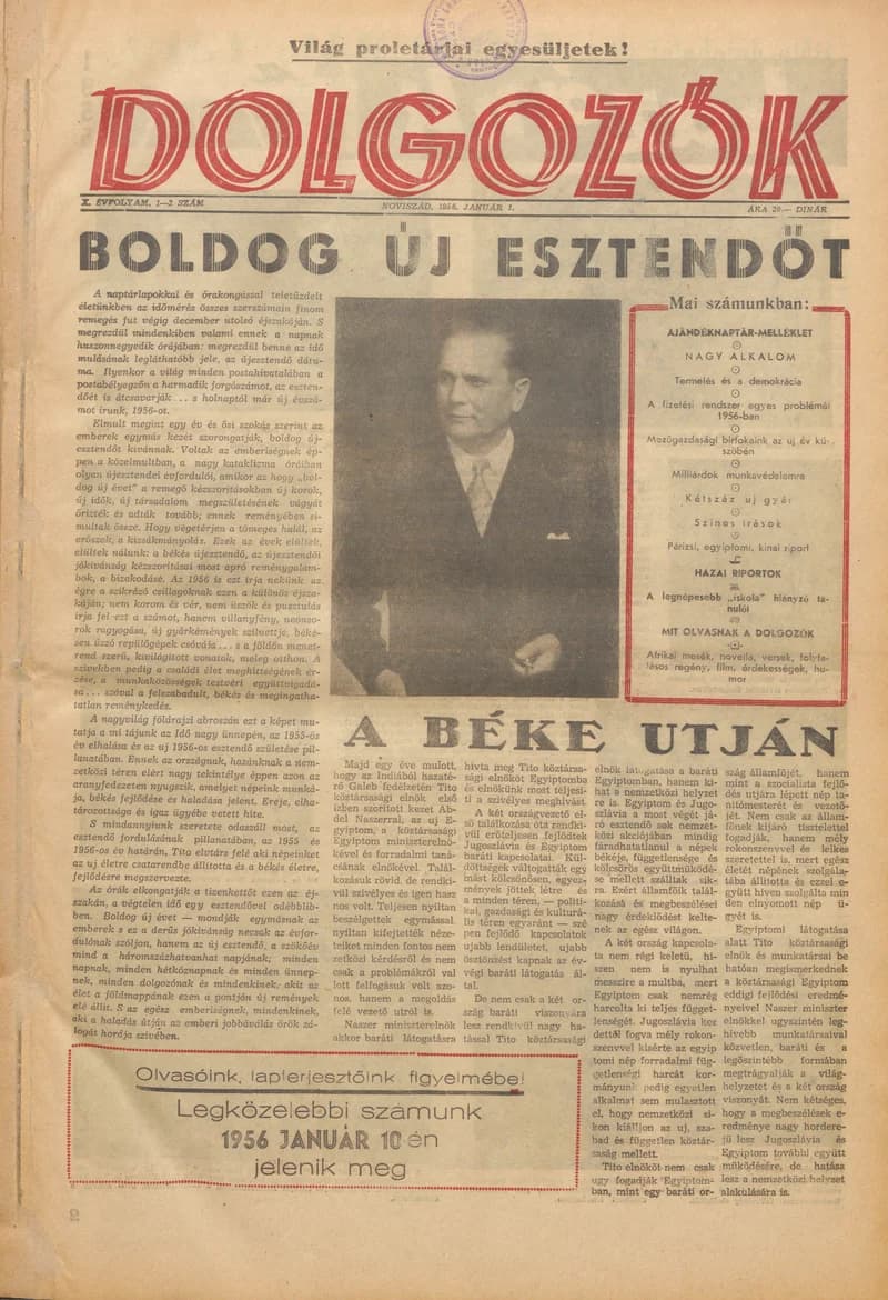 Dolgozók, 10. évf. 1956. január 1. 1–2. sz.