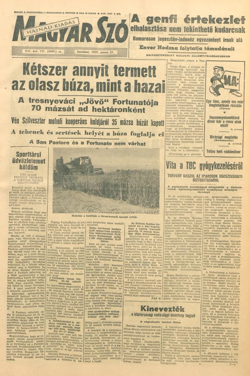 Magyar Szó, 16. évf. 1959. június 27. 151. sz. 1–20. oldal