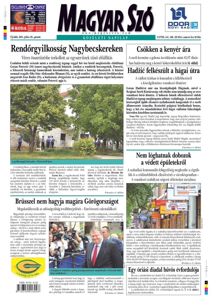 Magyar Szó, 68. évf. 2011. július 22. 168. sz. 1–20. oldal