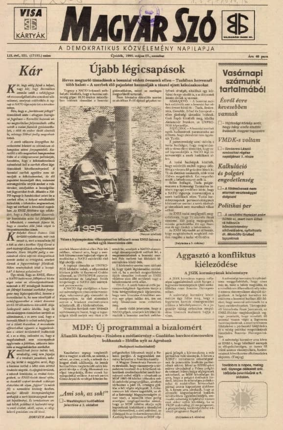 Magyar Szó, 52. évf. 1995. május 27. 121. sz. 1–16. oldal