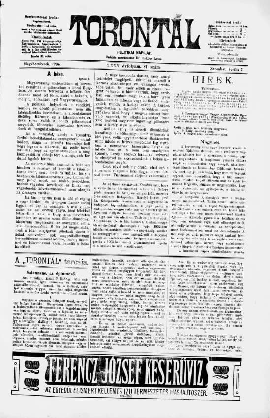 Torontál, 35. évf. 1906. április 7. 81. sz.