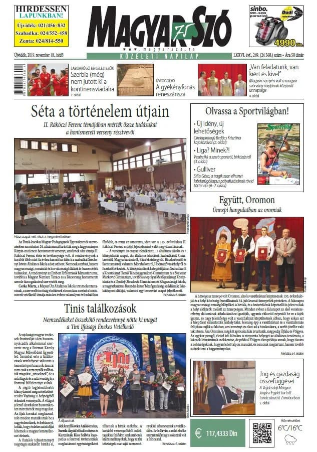 Magyar Szó, 76. évf. 2019. november 18. 269. sz. 1–12. oldal