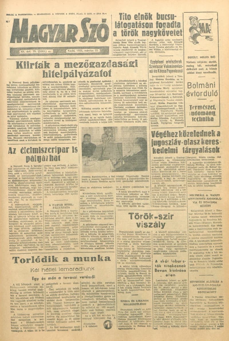Magyar Szó, 12. évf. 1955. március 22. 79. sz. 1–8. oldal