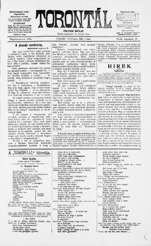 Torontál, 33. évf. 1904. augusztus 23. 191. sz.