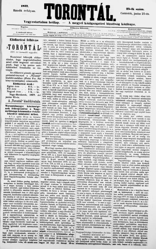 Torontál, 6. évf. 1877. június 21. 25. sz.