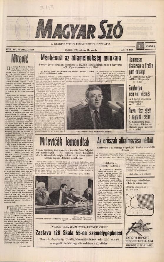 Magyar Szó, 48. évf. 1991. március 13. 70. sz. 1–20. oldal