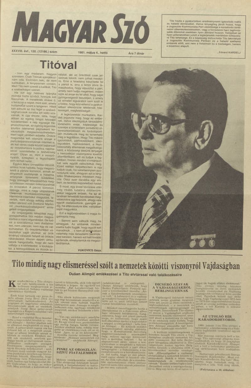 Magyar Szó, 38. évf. 1981. május 4. 120. sz.